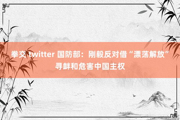 拳交 twitter 国防部：刚毅反对借“漂荡解放”寻衅和危害中国主权