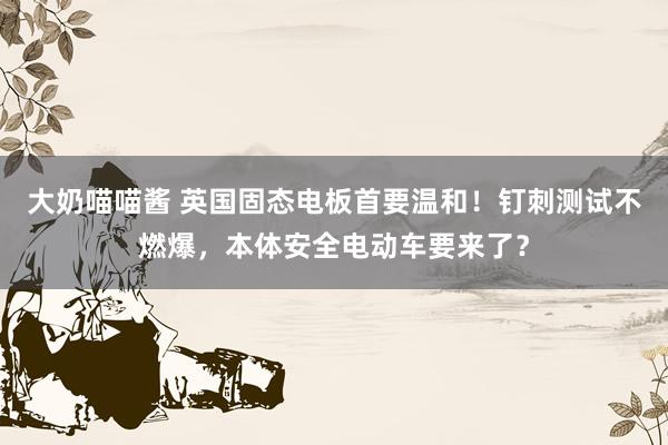 大奶喵喵酱 英国固态电板首要温和！钉刺测试不燃爆，本体安全电动车要来了？