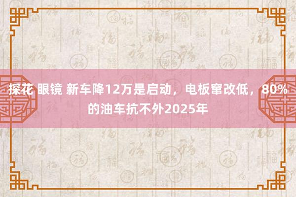 探花 眼镜 新车降12万是启动，电板窜改低，80%的油车抗不外2025年