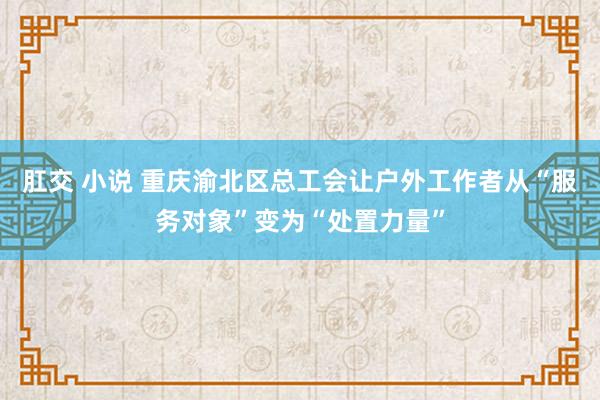 肛交 小说 重庆渝北区总工会让户外工作者从“服务对象”变为“处置力量”