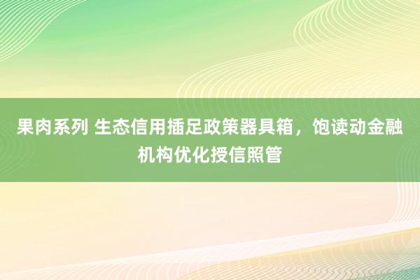 果肉系列 生态信用插足政策器具箱，饱读动金融机构优化授信照管