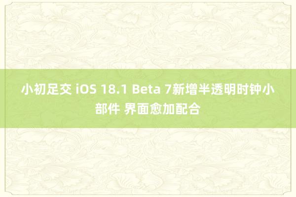 小初足交 iOS 18.1 Beta 7新增半透明时钟小部件 界面愈加配合