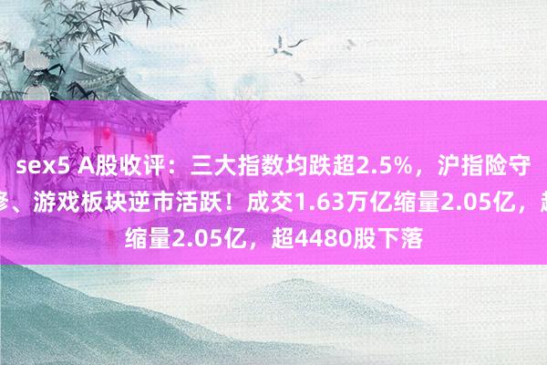 sex5 A股收评：三大指数均跌超2.5%，沪指险守3200点，装修、游戏板块逆市活跃！成交1.63万亿缩量2.05亿，超4480股下落