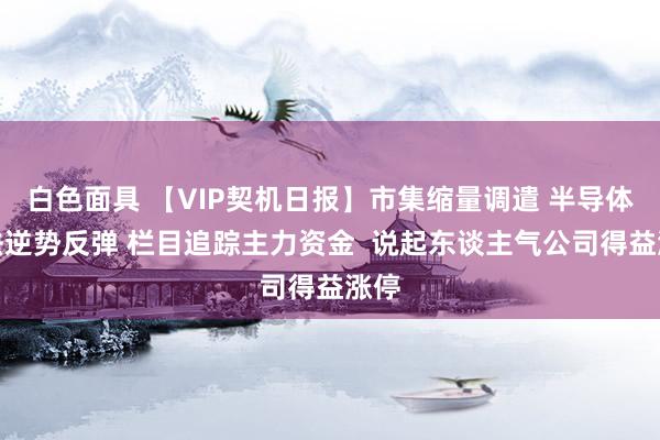 白色面具 【VIP契机日报】市集缩量调遣 半导体想法逆势反弹 栏目追踪主力资金  说起东谈主气公司得益涨停