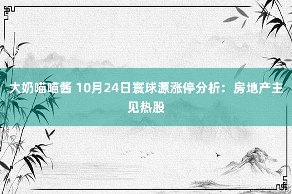 大奶喵喵酱 10月24日寰球源涨停分析：房地产主见热股