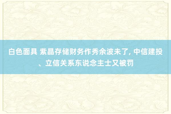 白色面具 紫晶存储财务作秀余波未了， 中信建投、立信关系东说念主士又被罚