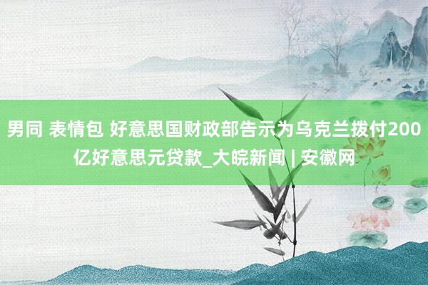 男同 表情包 好意思国财政部告示为乌克兰拨付200亿好意思元贷款_大皖新闻 | 安徽网