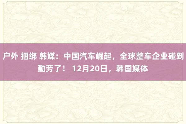 户外 捆绑 韩媒：中国汽车崛起，全球整车企业碰到勤劳了！ 12月20日，韩国媒体