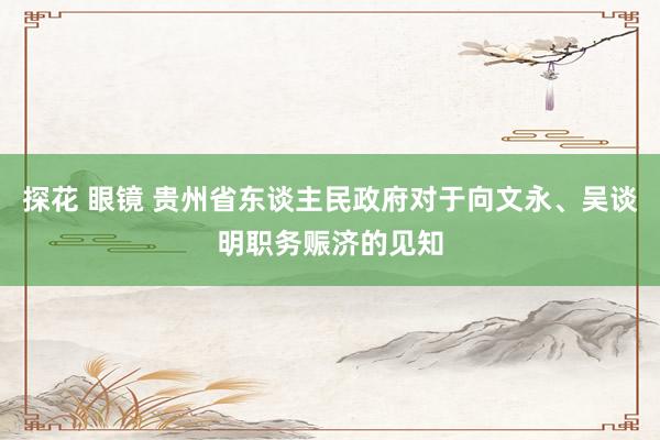 探花 眼镜 贵州省东谈主民政府对于向文永、吴谈明职务赈济的见知