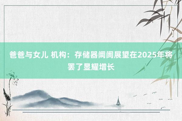 爸爸与女儿 机构：存储器阛阓展望在2025年将罢了显耀增长