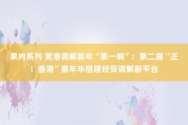 果肉系列 莞港调解新年“第一响”：第二届“正！香港”嘉年华搭建经贸调解新平台