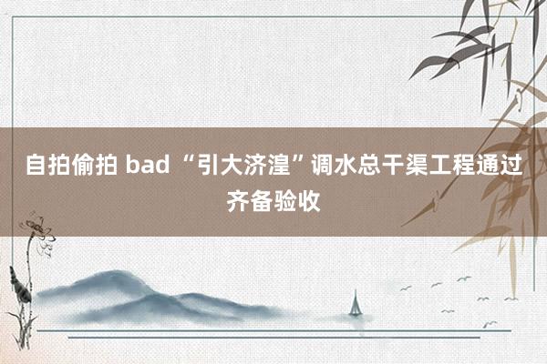 自拍偷拍 bad “引大济湟”调水总干渠工程通过齐备验收