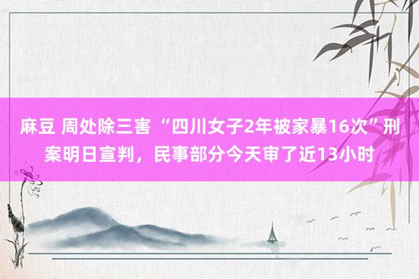 麻豆 周处除三害 “四川女子2年被家暴16次”刑案明日宣判，民事部分今天审了近13小时