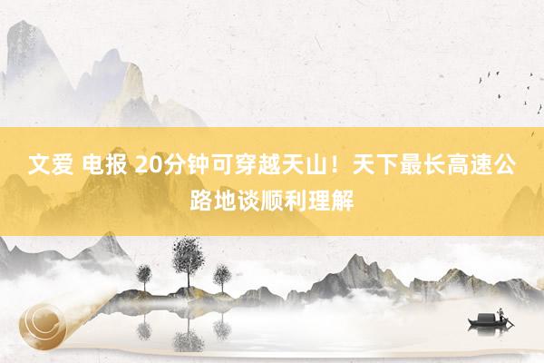 文爱 电报 20分钟可穿越天山！天下最长高速公路地谈顺利理解