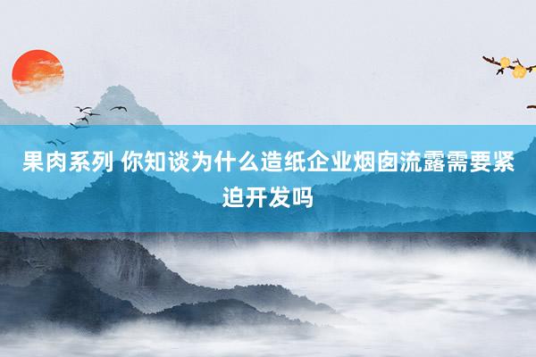 果肉系列 你知谈为什么造纸企业烟囱流露需要紧迫开发吗