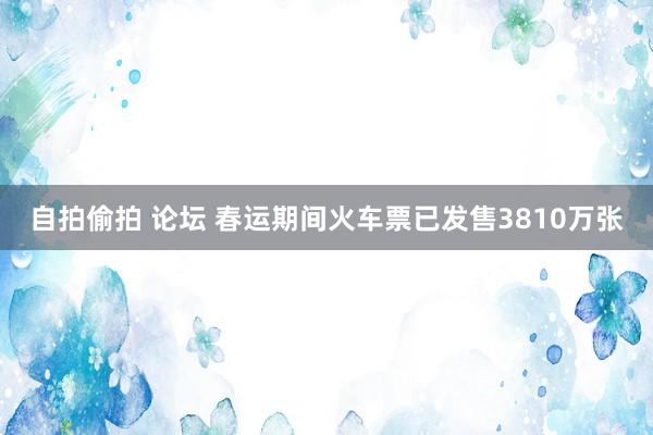 自拍偷拍 论坛 春运期间火车票已发售3810万张